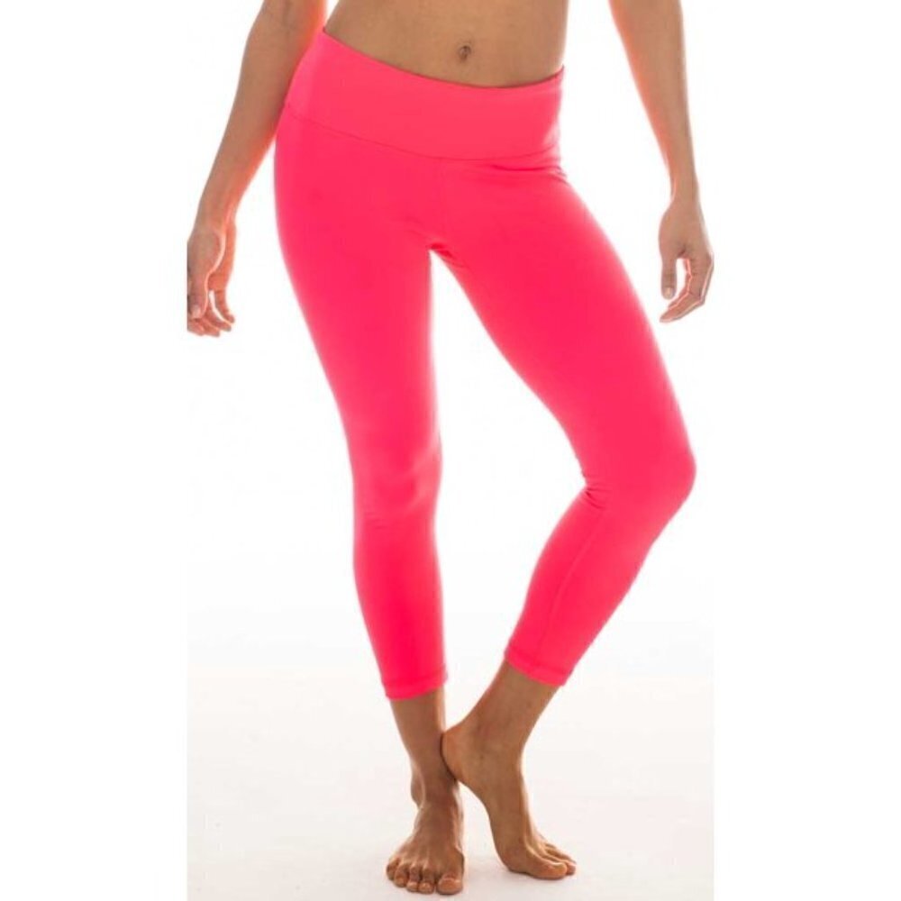 90 Degree by Reflex Women's Size XS Cropped Leggings Yoga Capri Neon‎ Hot Pink